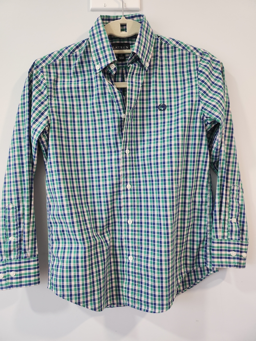 Ralph Lauren Blue and Green Plaid Button-Down Shirt